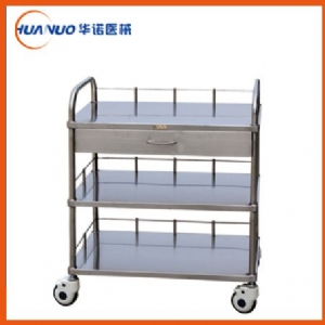 B16 全不銹鋼三層器械臺(tái)車(全抽屜)
